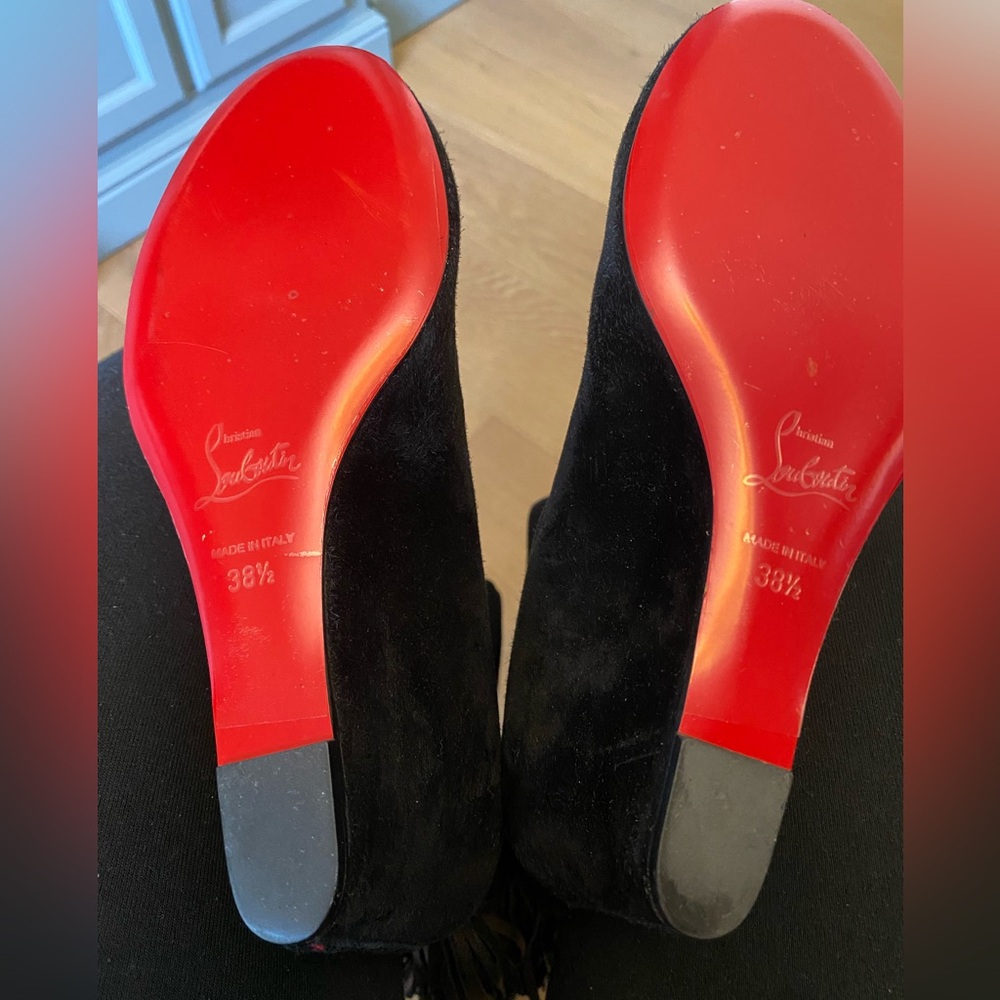 Christian Louboutin Black Fringe Heeled Boots - Picture 2 of 5
